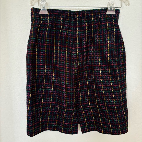 Multi-Colored Tweed Black Vintage Wool Skirt - Picture 2 of 6
